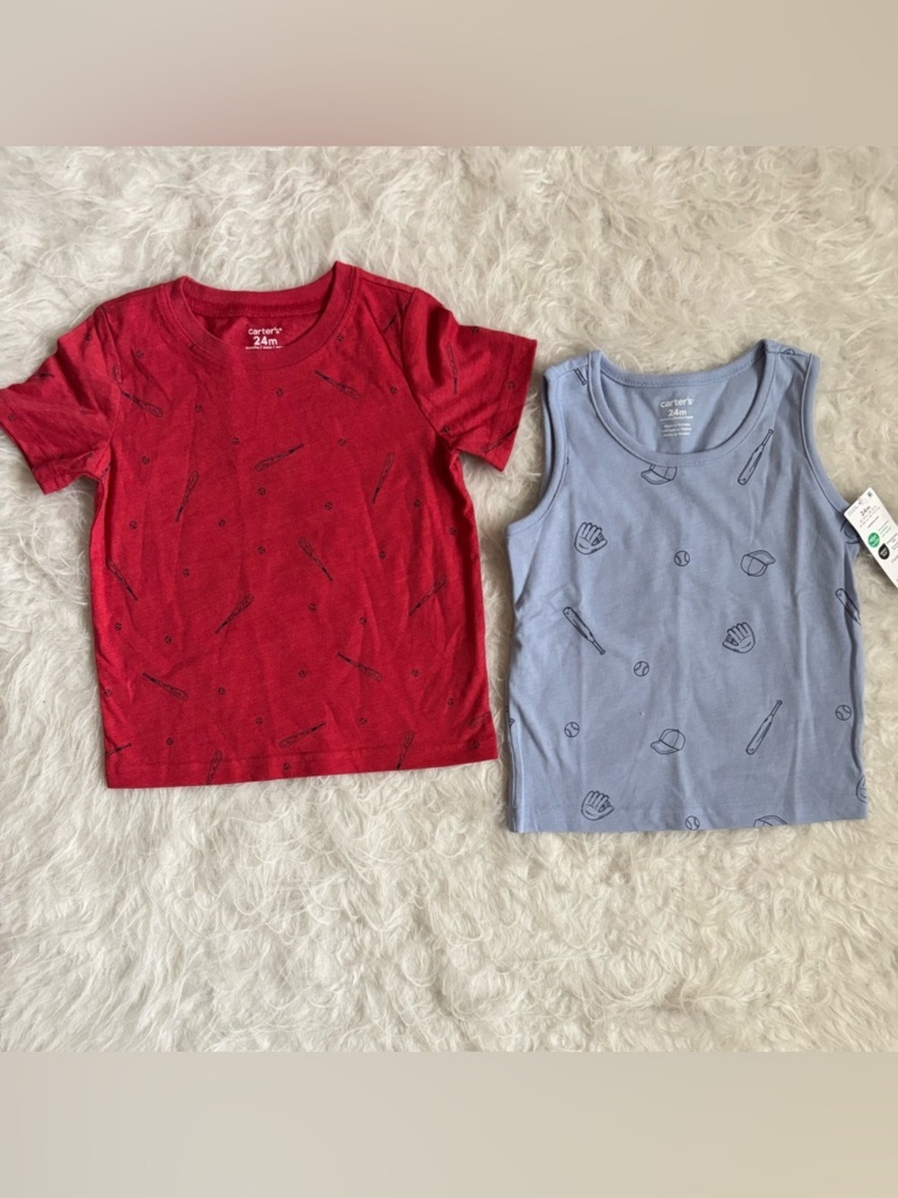 Carter's Toddler Boy Sporty Red Tee & Light Blue Tank Top Set
